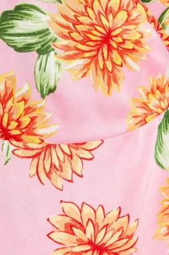 Pink Floral Satin Mini Skater Dress -Women Clothing Sale 00100034029 ZS scaled