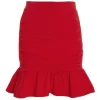 Red Ruched Mini Skirt