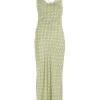 Sage Polka Dot Satin Midi Dress
