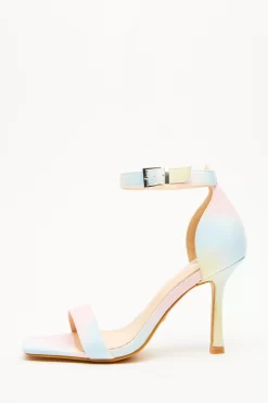 Multicoloured Faux Leather Heeled Sandals