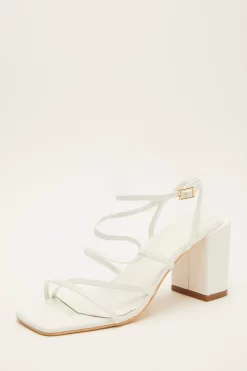 White Strappy Block Heeled Sandals -Women Clothing Sale 00100034553 XB scaled