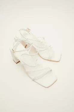 White Strappy Block Heeled Sandals -Women Clothing Sale 00100034553 XS scaled
