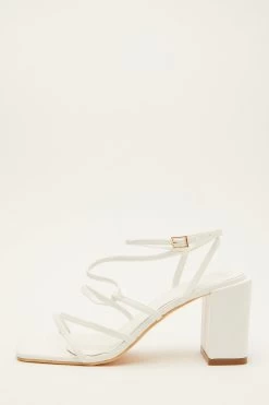 White Strappy Block Heeled Sandals