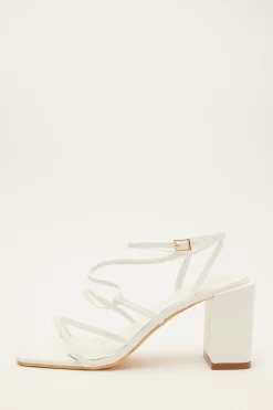 White Strappy Block Heeled Sandals