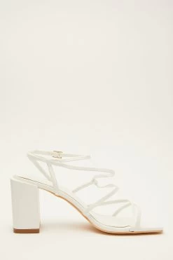 White Strappy Block Heeled Sandals -Women Clothing Sale 00100034553 ZS