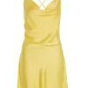 Yellow Satin Mini Dress
