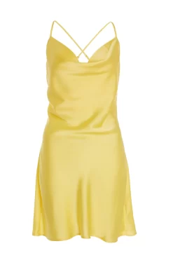 Yellow Satin Mini Dress