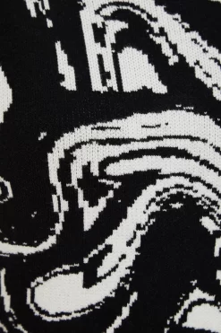 Black Marble Print Mini Jumper Dress -Women Clothing Sale 00100034803 ZS scaled