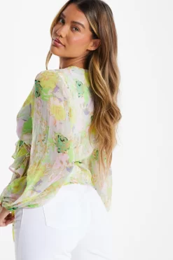 Yellow Floral Chiffon Peplum Top 8 Yellow Floral Chiffon Peplum Top -Women Clothing Sale 00100034854 XB scaled