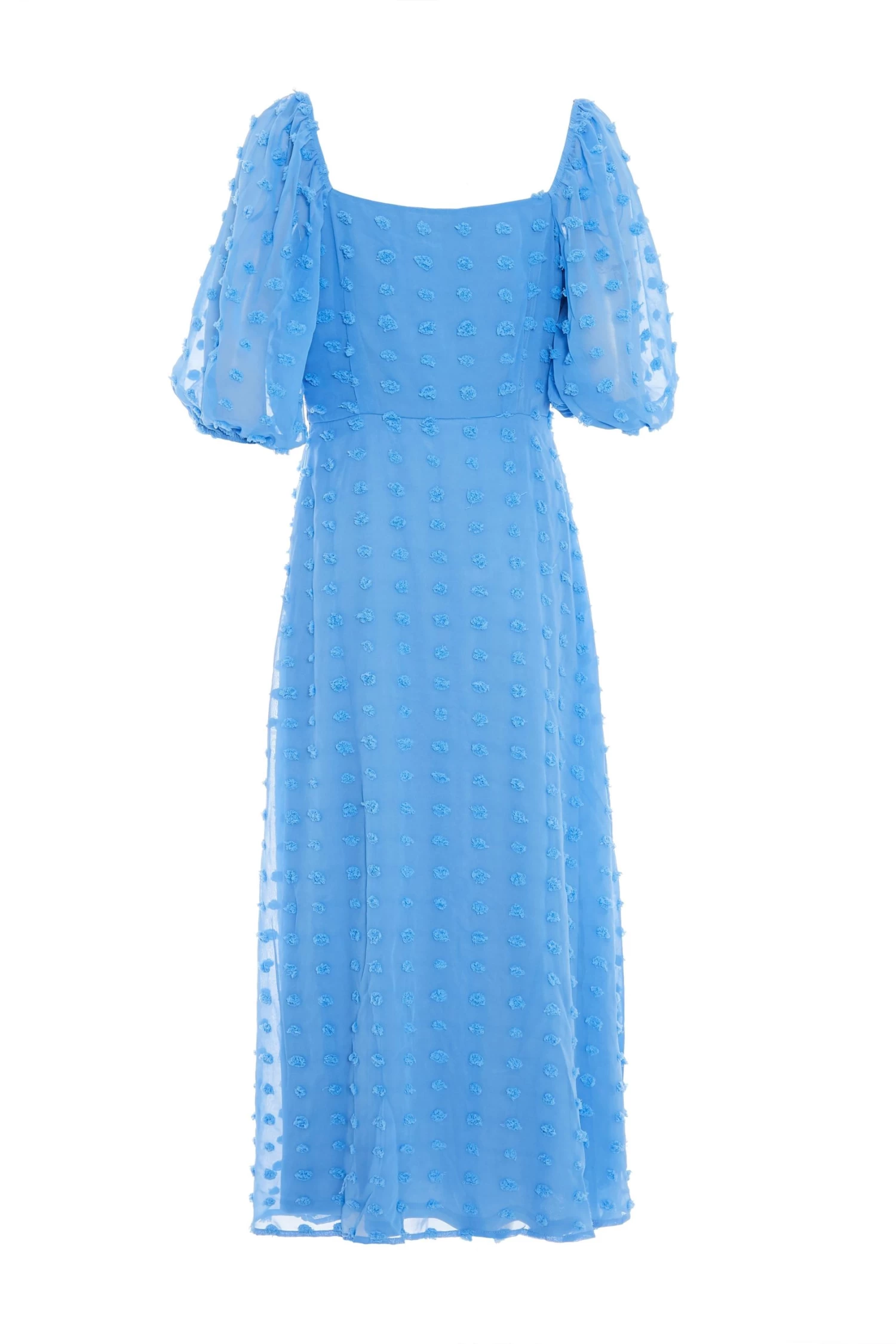 Blue Chiffon Polka Dot Midi Dress 5 Blue Chiffon Polka Dot Midi Dress - Image 5