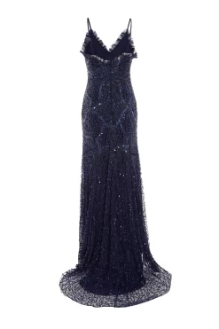 Navy Sequin Maxi Dress -Women Clothing Sale 00100034938 ZB scaled