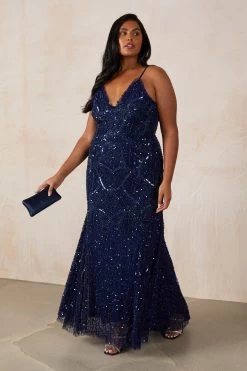 Navy Sequin Maxi Dress