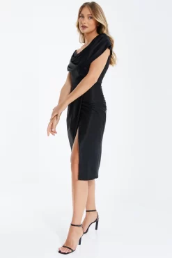 Black Ruched Midi Dress 9 Black Ruched Midi Dress -Women Clothing Sale 00100034952 XS scaled