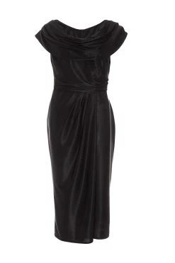 Black Ruched Midi Dress