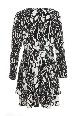 Black Animal Print Mini Dress -Women Clothing Sale 00100035021 ZB