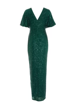 Green Sequin Batwing Maxi Dress 10 Green Sequin Batwing Maxi Dress -Women Clothing Sale 00100035142 ZB scaled