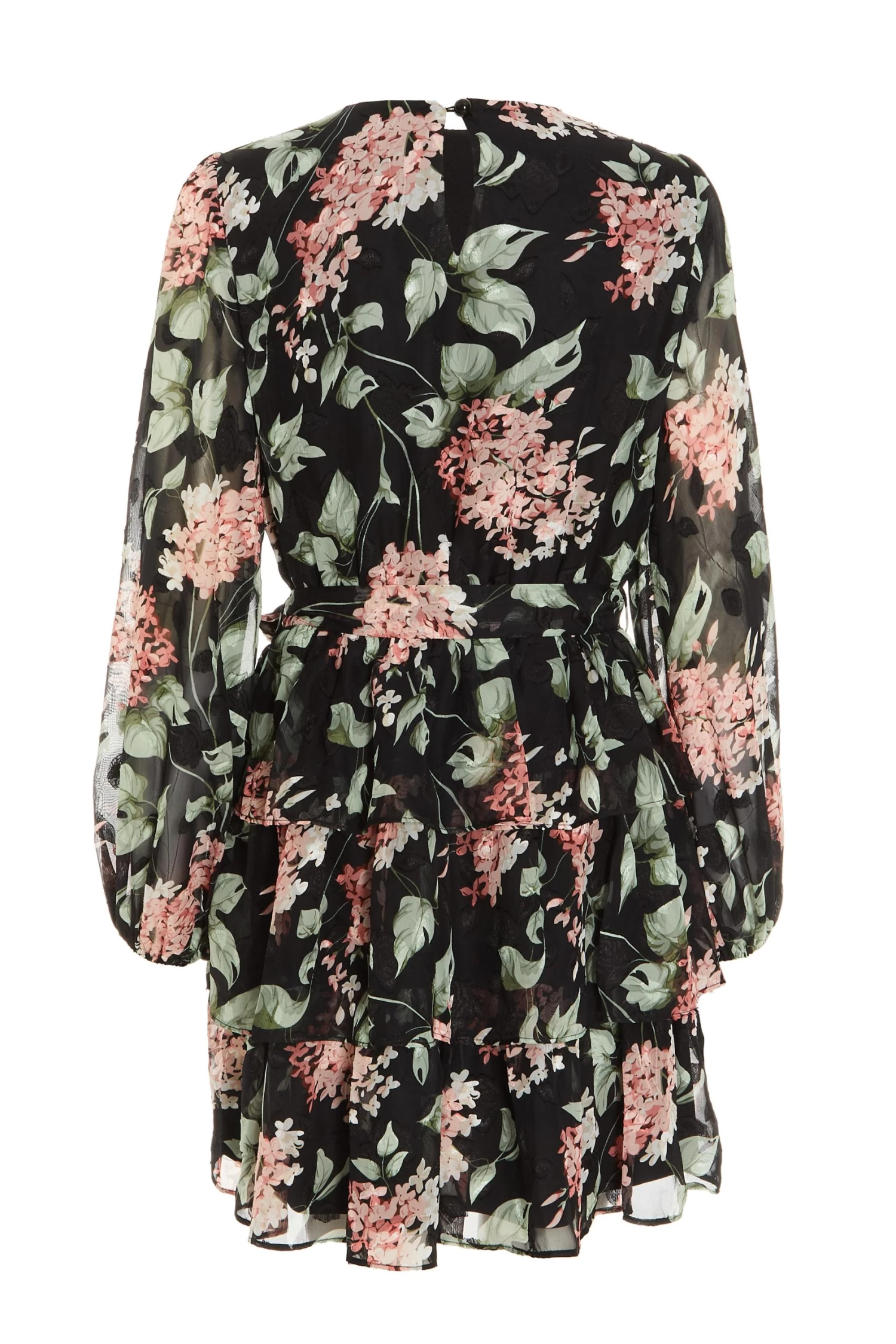 Black Floral Tiered Skater Dress 5 Black Floral Tiered Skater Dress - Image 5