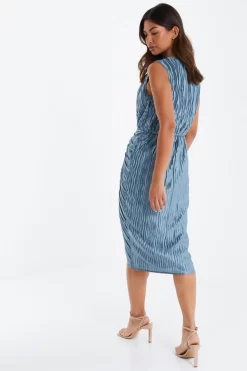 Grey Plisse Ruched Midi Dress 8 Grey Plisse Ruched Midi Dress -Women Clothing Sale 00100035166 XB scaled