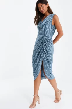Grey Plisse Ruched Midi Dress 9 Grey Plisse Ruched Midi Dress -Women Clothing Sale 00100035166 XS scaled