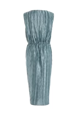 Grey Plisse Ruched Midi Dress 10 Grey Plisse Ruched Midi Dress -Women Clothing Sale 00100035166 ZB scaled