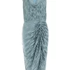 Grey Plisse Ruched Midi Dress