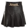 Black Faux Leather Pleated Mini Skirt