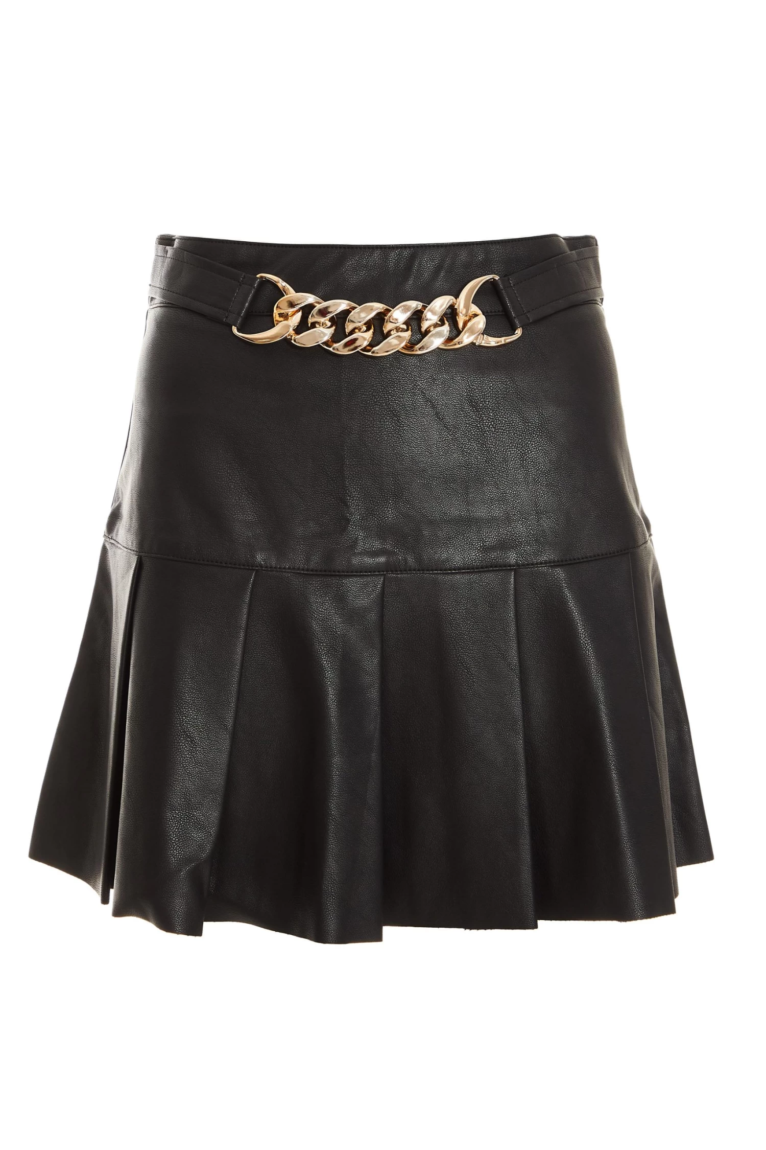 Black Faux Leather Pleated Mini Skirt 1 Black Faux Leather Pleated Mini Skirt