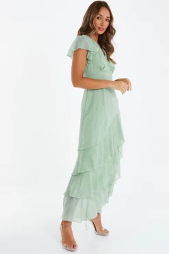 Sage Metallic Chiffon Tiered Maxi Dress 5 Sage Metallic Chiffon Tiered Maxi Dress -Women Clothing Sale 00100035474 XS scaled