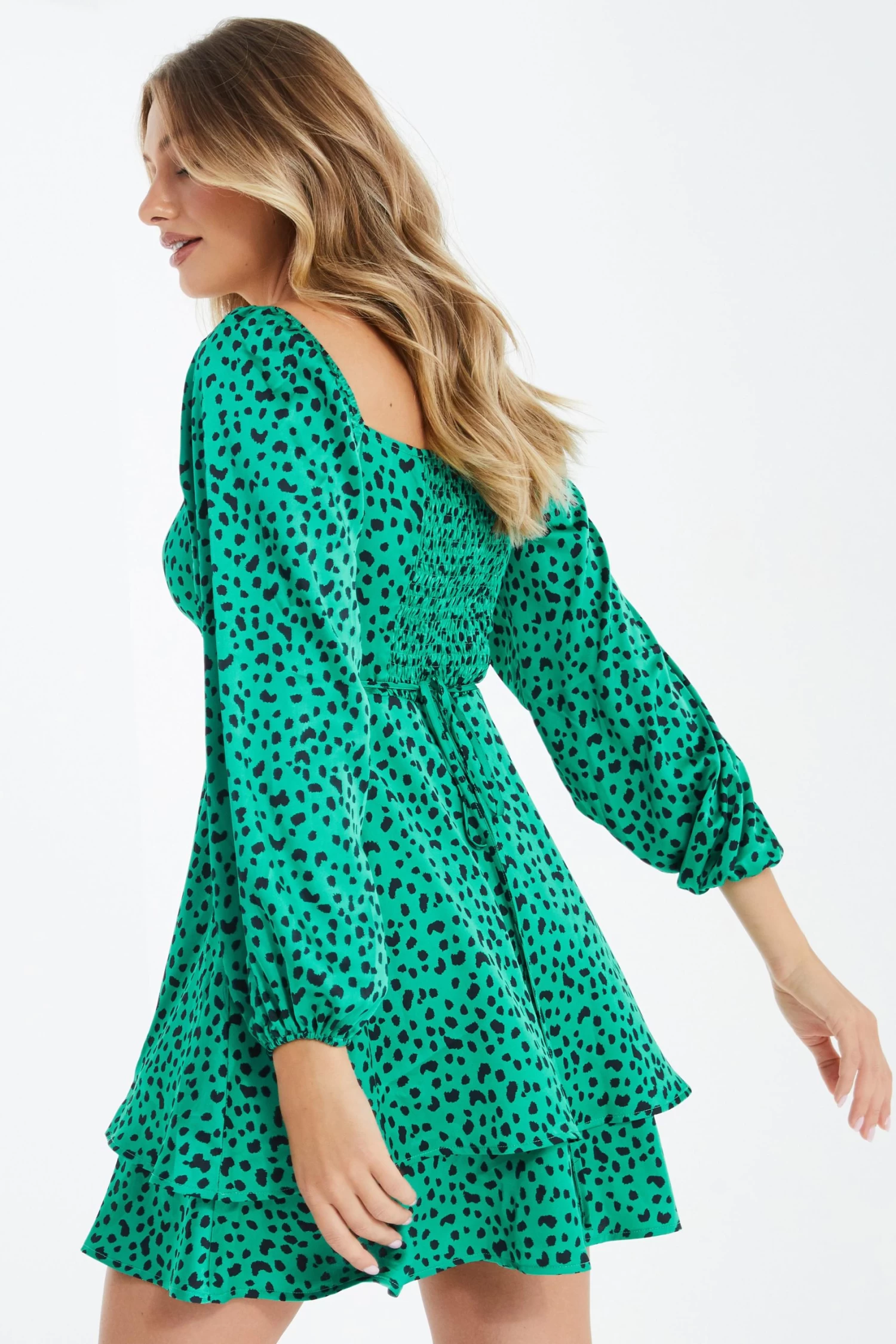 Green Animal Print Skater Dress 3 Green Animal Print Skater Dress - Image 3