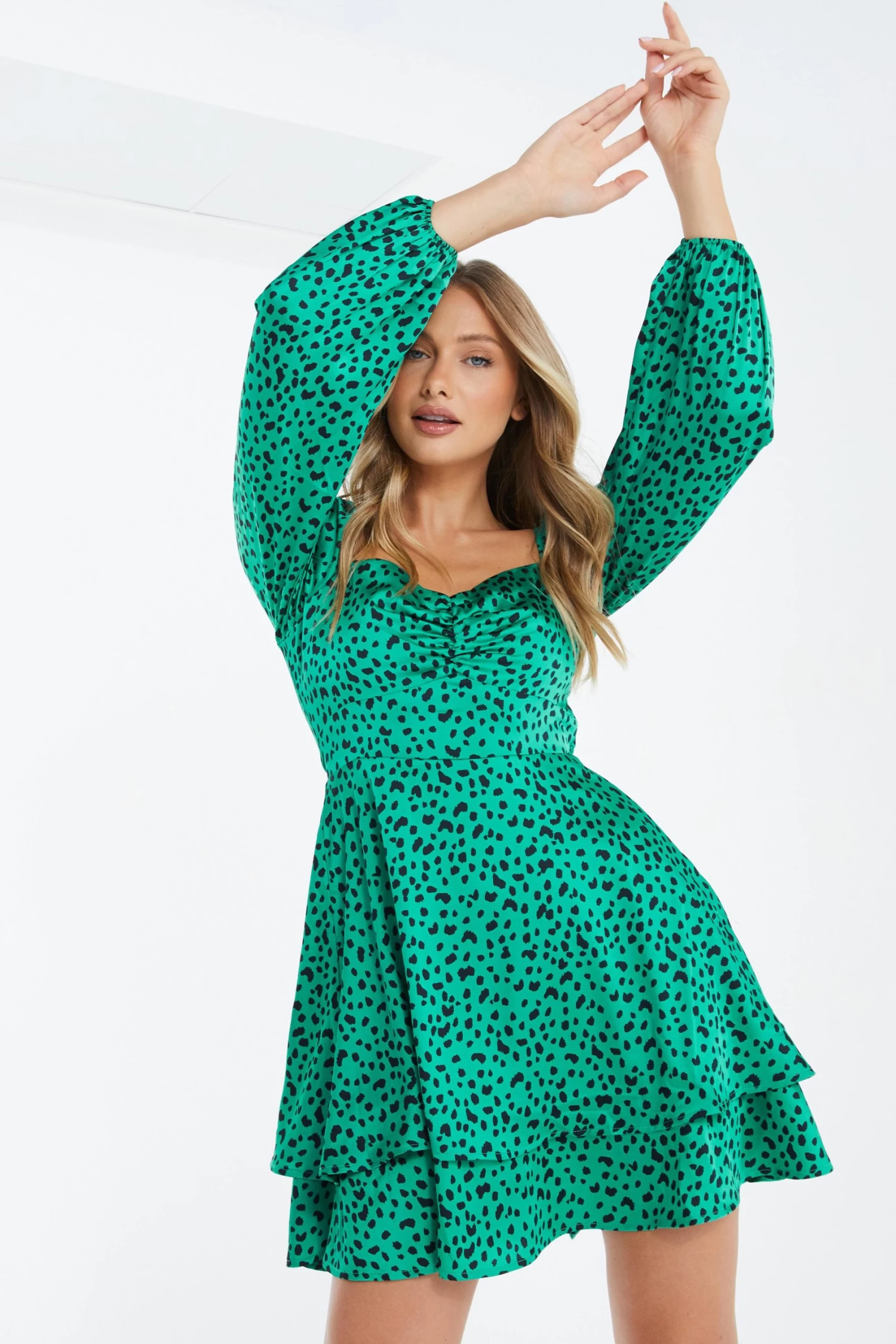 Green Animal Print Skater Dress 2 Green Animal Print Skater Dress - Image 2