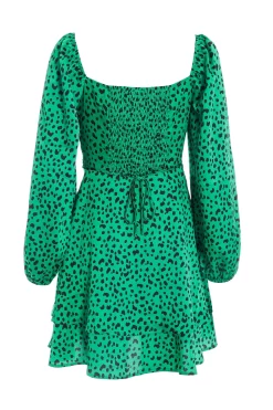 Green Animal Print Skater Dress 10 Green Animal Print Skater Dress -Women Clothing Sale 00100035494 ZB scaled