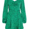 Green Animal Print Skater Dress
