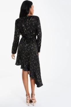 Black Metallic Stripe Midi Dress 8 Black Metallic Stripe Midi Dress -Women Clothing Sale 00100035652 XB