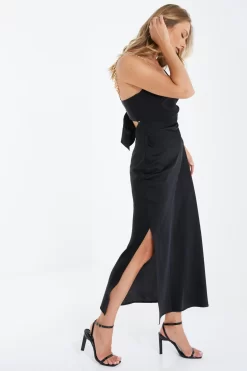 Black Satin Tie Back Midi Dress -Women Clothing Sale 00100035653 XS scaled