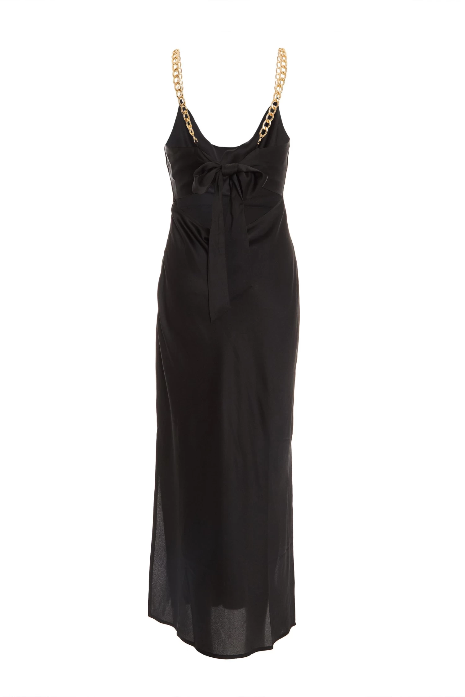 Black Satin Tie Back Midi Dress 5 Black Satin Tie Back Midi Dress - Image 5