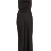 Black Satin Tie Back Midi Dress