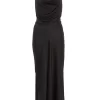 Black Satin Tie Back Midi Dress
