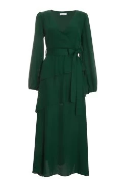 Green Chiffon Wrap Maxi Dress