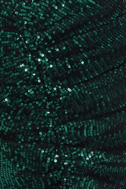 Green Sequin Ruched Midi Skirt -Women Clothing Sale 00100035712 ZS scaled
