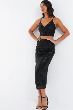 Black Sequin Crop Top -Women Clothing Sale 00100035713 XS scaled