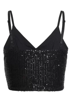 Black Sequin Crop Top -Women Clothing Sale 00100035713 ZB scaled