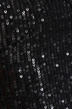 Black Sequin Crop Top -Women Clothing Sale 00100035713 ZS