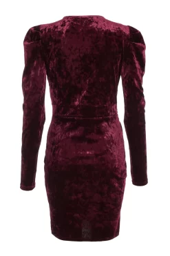 Berry Velvet Wrap Bodycon Mini Dress -Women Clothing Sale 00100035717 ZB scaled