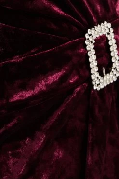 Berry Velvet Wrap Bodycon Mini Dress -Women Clothing Sale 00100035717 ZS