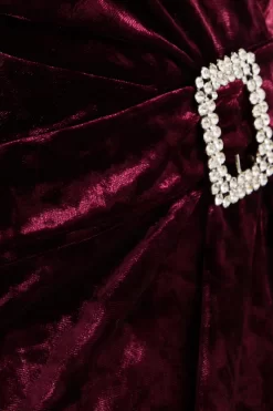 Berry Velvet Wrap Bodycon Mini Dress -Women Clothing Sale 00100035717 ZS scaled