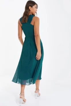 Teal Chiffon Crinkle Halter Neck Midi Dress 8 Teal Chiffon Crinkle Halter Neck Midi Dress -Women Clothing Sale 00100035778 XB scaled