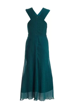 Teal Chiffon Crinkle Halter Neck Midi Dress 10 Teal Chiffon Crinkle Halter Neck Midi Dress -Women Clothing Sale 00100035778 ZB scaled