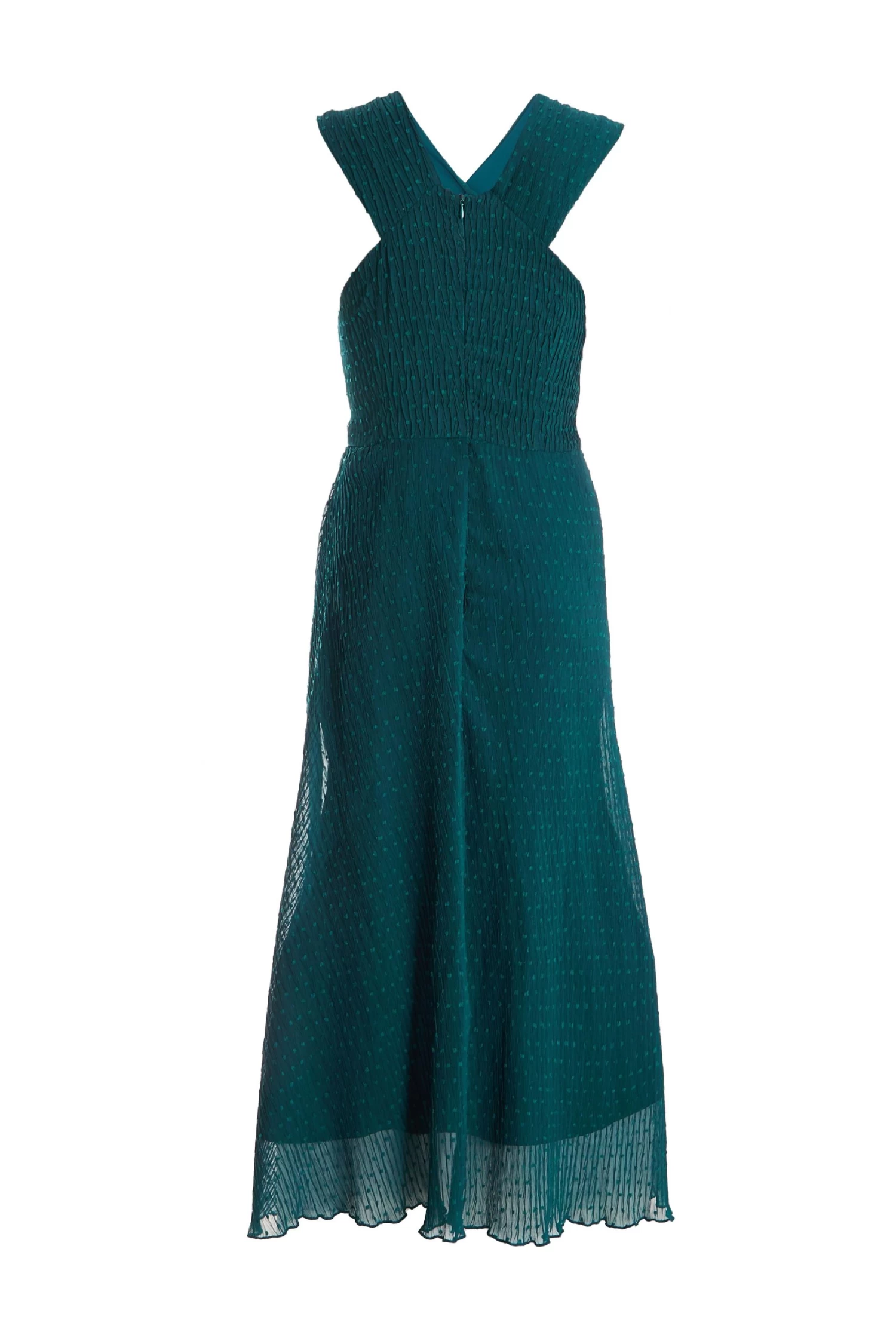 Teal Chiffon Crinkle Halter Neck Midi Dress 5 Teal Chiffon Crinkle Halter Neck Midi Dress - Image 5