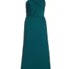 Teal Chiffon Crinkle Halter Neck Midi Dress