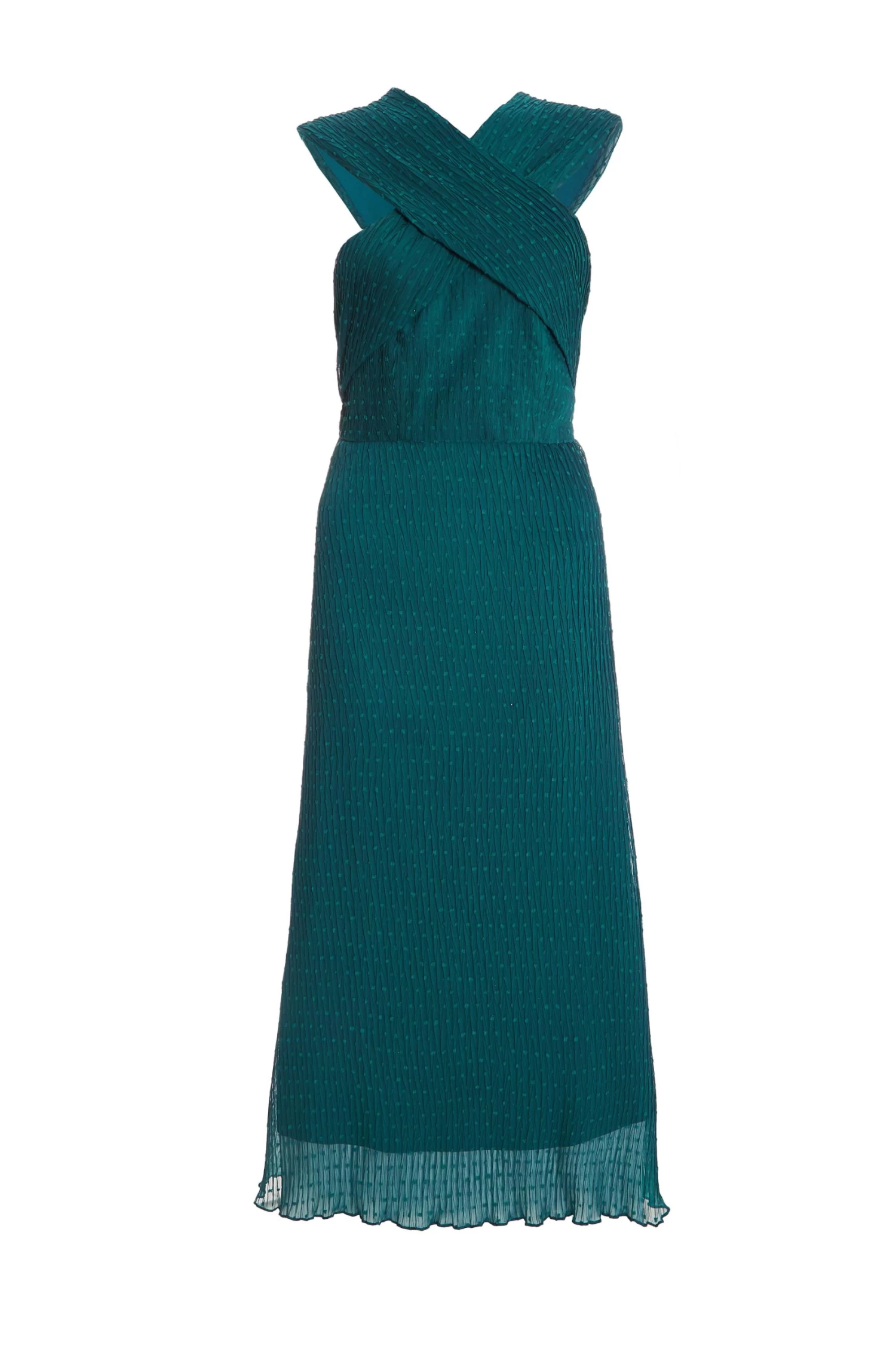 Teal Chiffon Crinkle Halter Neck Midi Dress 1 Teal Chiffon Crinkle Halter Neck Midi Dress